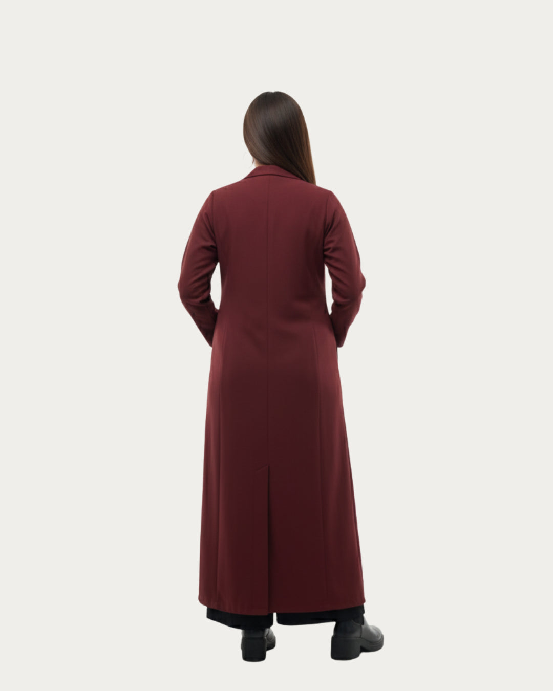Maroon Elegance | Modest Korean Open Front Gown Pakistan