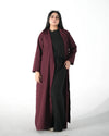 Maroon Korean inspired front open abaya for women in Pakistan