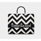 Dior-Inspired Black & White Velvet Tote Bag