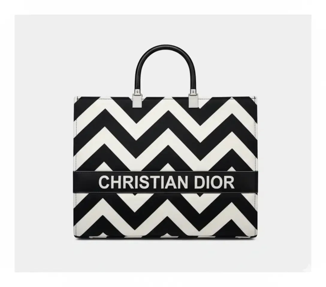 Dior-Inspired Black & White Velvet Tote Bag - Boss Lady Style