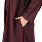Pocket detail close up of maroon open front abaya