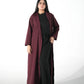 Maroon Korean inspired front open abaya for women in Pakistan