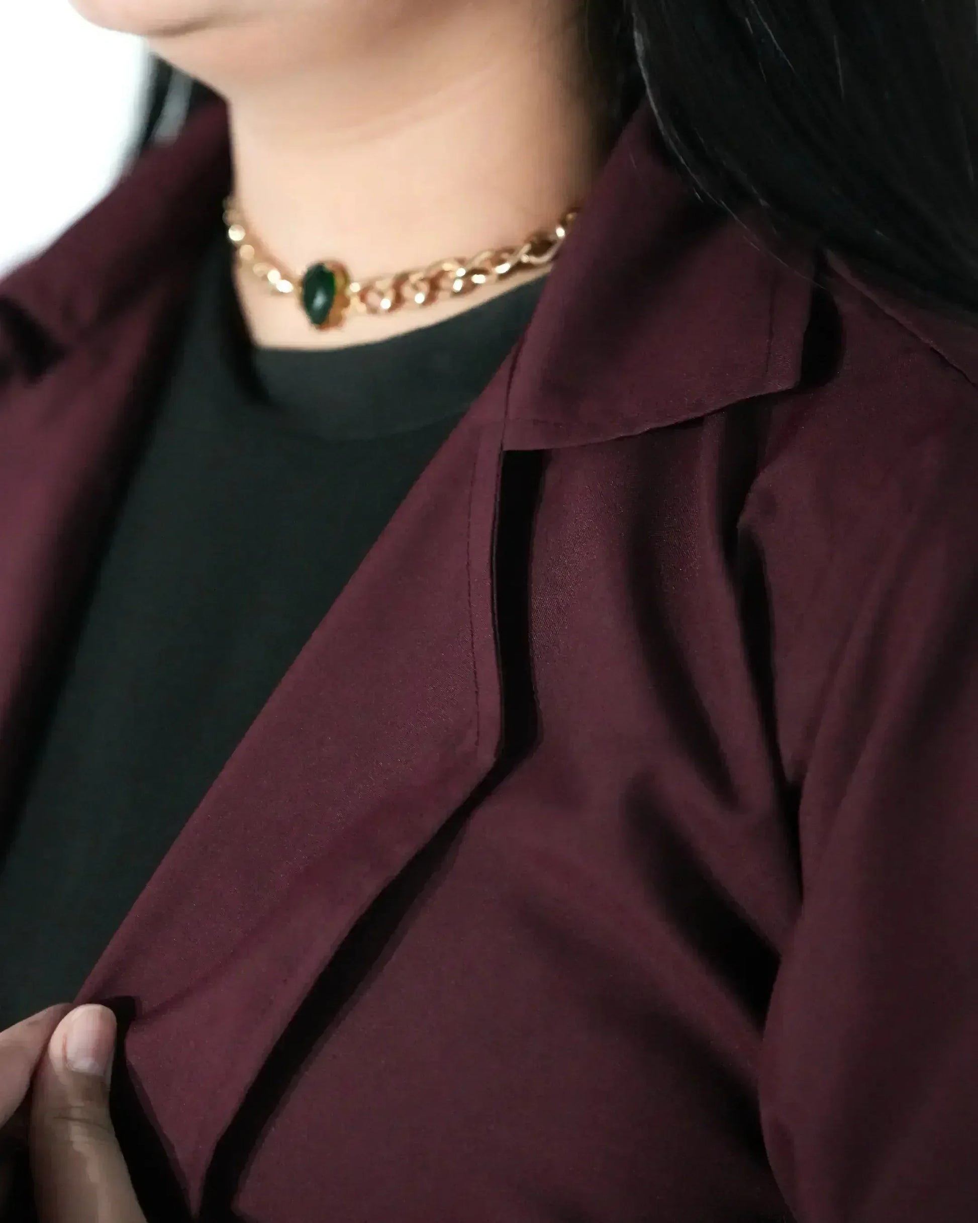 Maroon Elegance | Modest Korean Open Front Gown Pakistan - Boss Lady Style