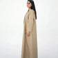 Beige Elegance | Modest Korean-Inspired Open Front Gown Pakistan - Boss Lady Style