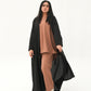 Black coat style abaya Pakistan with Korean inspired tailoring