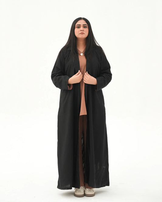 Black open front abaya for women in Pakistan