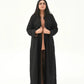 Black Elegance | Modest Korean-Inspired Open Front Gown Pakistan - Boss Lady Style