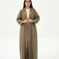 Olive Elegance | Modest Korean-Inspired Open Front Gown Pakistan - Boss Lady Style